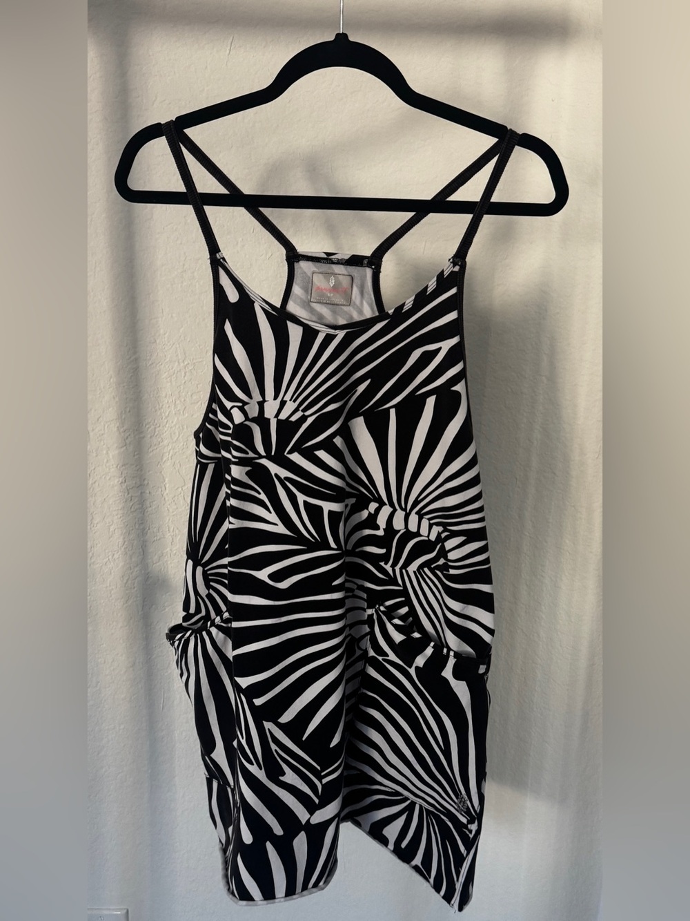 RARE Free People Movement Hot Shot Black & White Zebra-Print Mini Dress Size S